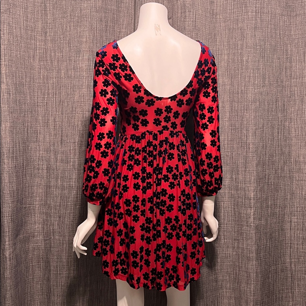 RARE Free People Ninties Drew Velvet Flocked Flower Mesh Dress XS - Picture 7 of 13
